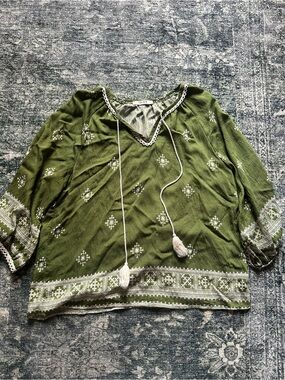 Vivilli Olive Green Peasant Blouse